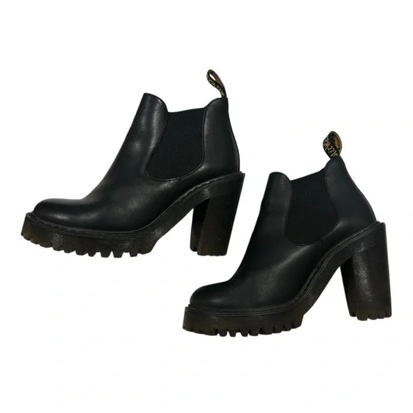 Dr Martens Woman Hurston Black High Heel Chelsea Ankle Boots - Picture 2 of 7